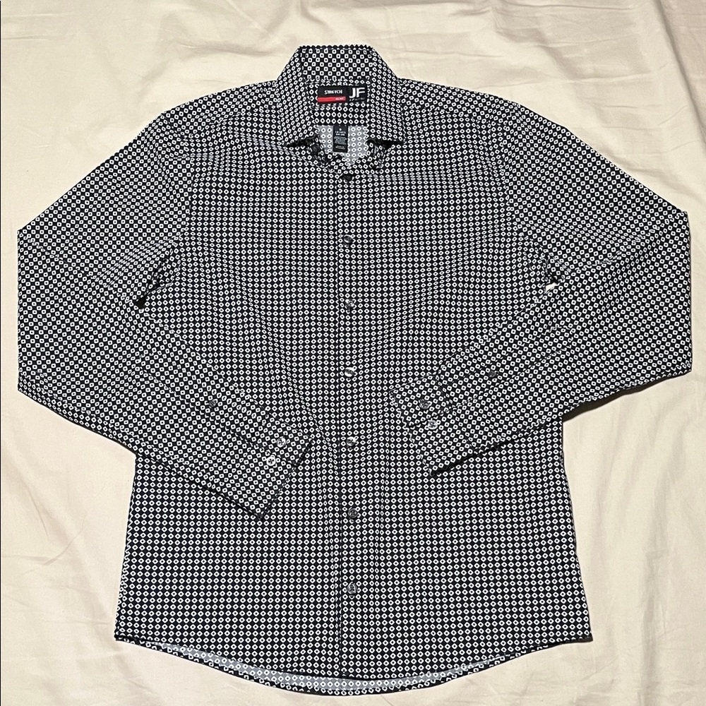 JF J.Ferrar Monochrome Geometric Patterned Men's Shirt